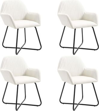 vidaXL Vidaxl - Sillas De Comedor 4 Unidades Tela Color Crema