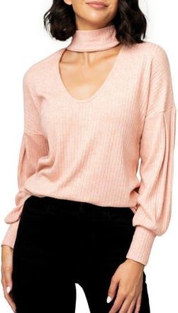 Gibsonlook Cutout Mock Neck Sweater in Rose at Nordstrom Rack, Size Xx-Small