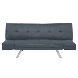Beliani Sof&aacute; Cama 3 Plazas Tapizado Azul Oscuro Sin Apoyabrazos Moderno Bristol Ii
