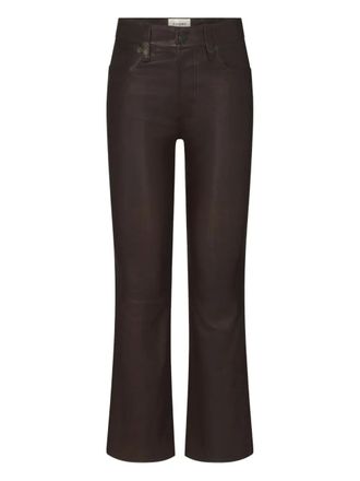 Frame Denim leather flared trousers - women - Lamb Skin - 26 - Brown