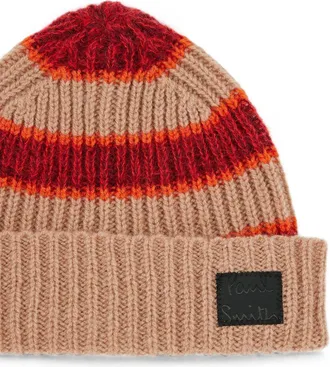 Paul Smith Striped Mohair and Wool Beanie - Beige