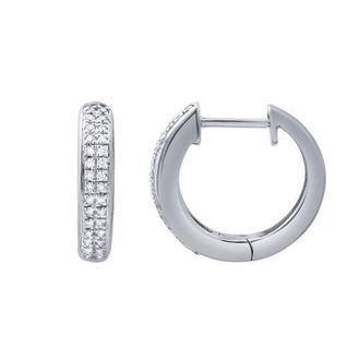 LuvMyJewelry Celaris 0.15 Ct 14K Gold Diamond Huggies in 14K White Gold at Nordstrom