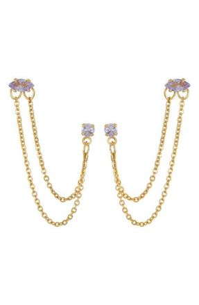Ettika Double Piercing Chain Drop Earrings in Lavender at Nordstrom