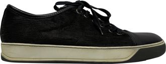Lanvin Pre-owned Mens Textured Low-Top Sneakers in Black Leather - Size UK 7