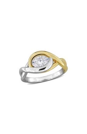Delmar Dew Lab-Grown Moissanite Solitaire Two-Tone Ring in White at Nordstrom Rack, Size 6