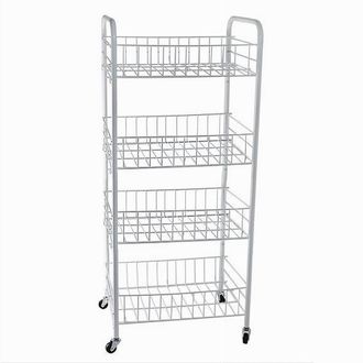 Trade Shop Trade Shop - Carrello In Metallo Da Bagno Portaoggetti 4 Ripiani Porta Oggetti Con Ruote 52532