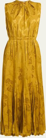 Etro Leafy Jacquard Sleeveless Midi Dress