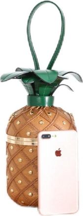 Generic Women Pineapple Shaped Grab Bag Ladies Cross Body Prom Party Clutch Handbag (Tan)