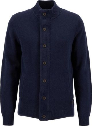 Barbour Essential Elbow-Patch Cardigan - Heren - Vesten - Blauw - L - Wol - Truien & Vesten