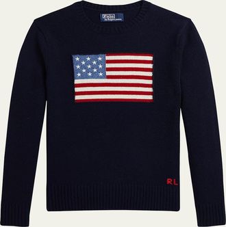 Polo Ralph Lauren Boys American Flag Cashmere Sweater, Size S-XL