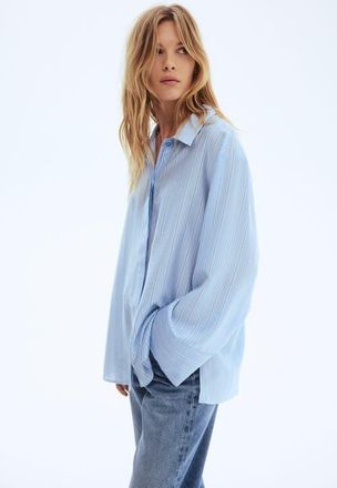 H&M Oversized Shirt in Light Blue/striped at Nordstrom, Size X-Small