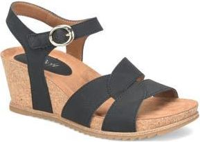 S&ouml;fft Tressa Ankle Strap Wedge Sandal in Black at Nordstrom Rack, Size 6.5
