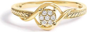 House of Brilliance 10K Yellow Gold Diamond Cluster Twisted Promise Ring