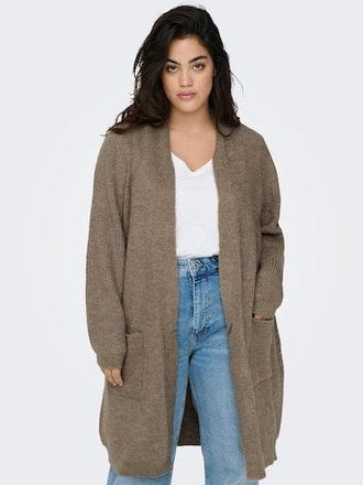 Only Carmakoma Strickjacke ONLY CARMAKOMA CARJADE LS CARDIGAN KNT NOOS, Damen, Gr. XL, braun (caribou detail:melange), Strick, Obermaterial: 81% Polyacryl, 19% Polye