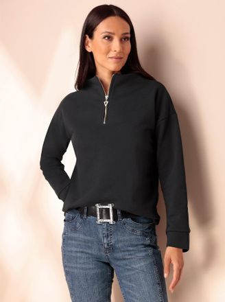 Heine Sweatshirt HEINE, Damen, Gr. 48, schwarz, 82% Baumwolle, 18% Polyester, unifarben, Sweatshirts Sweatshirt