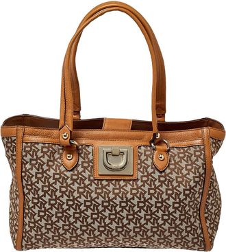DKNY Dkny Beige/tan Signature Canvas And Leather Tote