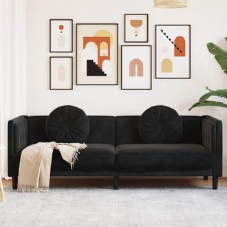 vidaXL Sof&aacute; Con Cojines 3 Plazas Terciopelo Negro Vidaxl