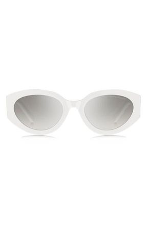 Marc Jacobs 54mm Round Sunglasses in White Grey/Grey Silver at Nordstrom