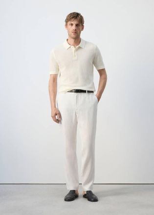 Mango Pantaloni 100% lino slim fit bianco sporco - Uomo - 44 - MANGO MAN