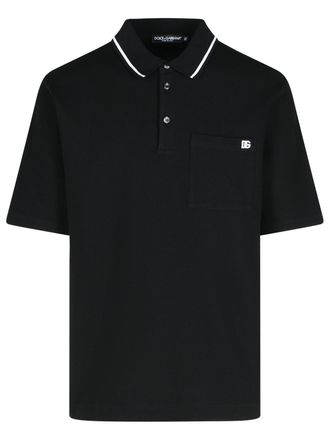 Dolce & Gabbana schwarzes Baumwoll -Polo -Hemd