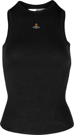 Vivienne Westwood Black Logo Round Neck Top