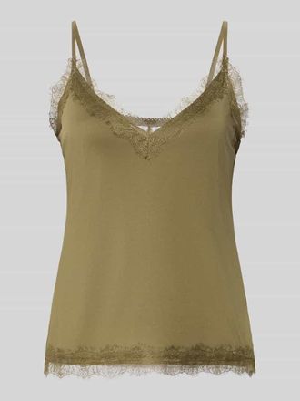 Jake*s Spitzentop mit V-Ausschnitt in Khaki, Gr&ouml;&szlig;e XXL