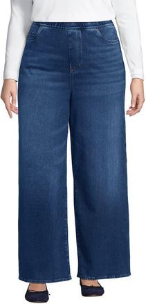 Lands End Starfish Denim High Rise Wide Leg Jeans in Indigo Tide Blue at Nordstrom, Size 3X