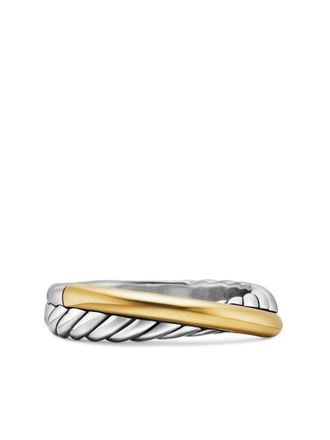 David Yurman 18kt yellow gold and sterling silver Crossover band ring (5.3mm) - women - Sterling Silver/18kt Yellow Gold - 7.5