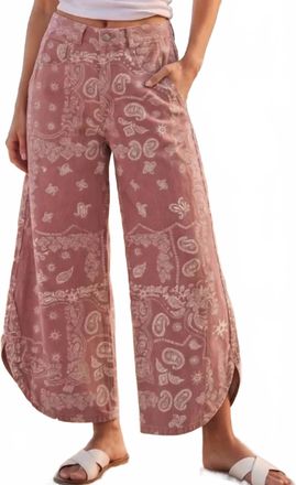Lovlov Tulip Wide Leg Relaxed Fit Washed Denim Pants In Marsala Paisley