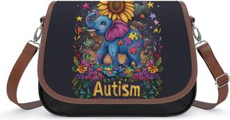 Generic Autism Elephant Sunflower Fashion Womens Crossbody Bags Novelty Handbag Shoulder Bag Purse