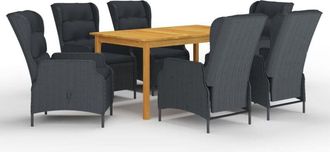 vidaXL Juego De Comedor Para Jard&iacute;n De 7 Piezas Gris Oscuro Vidaxl