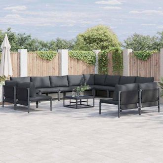 vidaXL Conjunto De Sof&aacute; De Jard&iacute;n 13 Pcs Antracita Acero Vidaxl