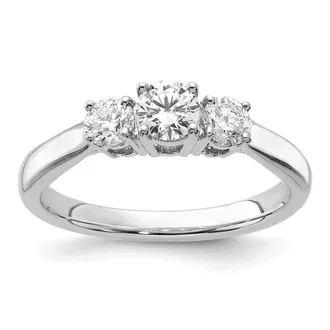 Diamond2Deal 14k Gold Lab Grown Diamond 3-Stone Band Ring 3/4Ct Clarity- VS Color- G-H