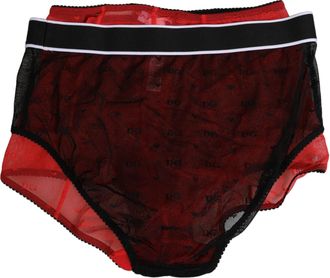 Dolce & Gabbana Black Red Nylon High Waist Girdle Womens Underwear