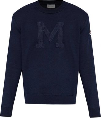 Moncler M LOGO CREWNECK SWEATER Size: XL, colour: NAVY