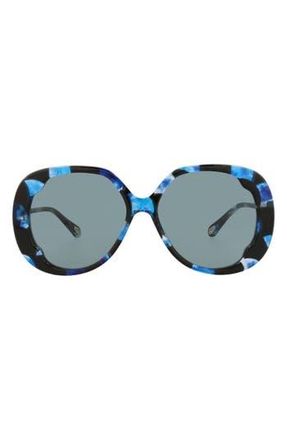 Chlo&eacute; 56mm Oversize Round Sunglasses in Havana Blue at Nordstrom Rack