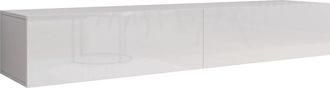 Mirjan24 Mobilier1 - Mueble Tv Venenou 123, Blanco + Blanco Brillante, N&uacute;mero De Puertas: 0, N&uacute;mero De Cajones: 0, 180x30x40cm