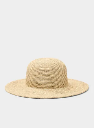 Simons Womens Italian straw wide-brim minimalist Cloche Hat Exclusive collection from Italy