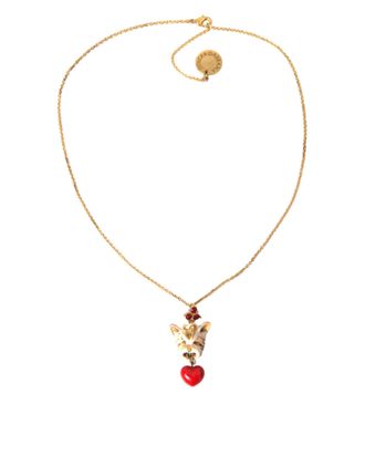 Dolce & Gabbana Gouden Messing Ketting Hond Hart Hanger Hanger Ketting