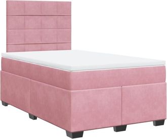 vidaXL Box Spring Bed with Mattress Pink 120x190 cm Small Double Velvet vidaXL