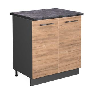 Vicco Armario Bajo Para Fregadero Fame-line, Roble Dorado, 80 Cm, Et Antracita Vicco