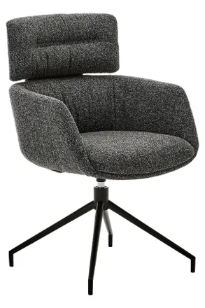 Dieter Knoll Collection Armlehnstuhl, Schwarz, Dunkelgrau, Metall, Textil, Drehkreuz, 62x92x66 cm, Lederauswahl, Stoffauswahl, Sitzfl&auml;che 360&deg; drehbar, Esszimmer, St&uuml;hle, Pol