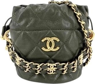 Chanel Pre-owned Leather chanel-bags - Dames - Vintage Tas - Groen - ONE Size - Vintage