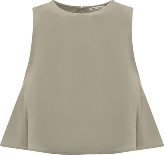 Ami Green Solid Crew Neck Top