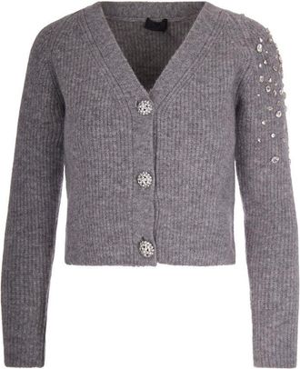 Liu Jo Cardigan In Lana Con Strass Grey Melange