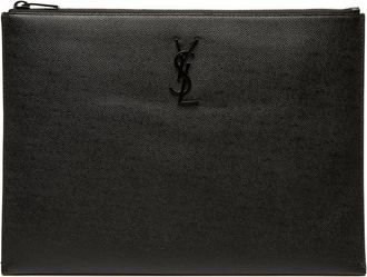 Saint Laurent Pre-owned Saint Laurent Grain De Poudre Monogram Monochrome iPad Case Unisex Q89AE5X8PBNMWM0J