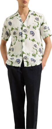 Orlebar Brown Maitan Coronaria Linen Shirt In White Sand