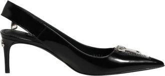 Dolce & Gabbana Zipper Leather Slingback Heels - Dames - Pumps - Zwart - 37 EU - Leer - Schoenen