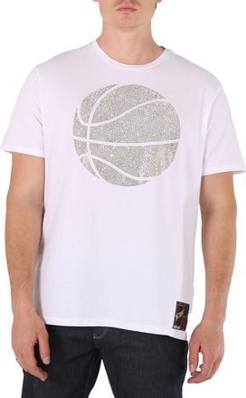 Roberto Cavalli Hotfix Crystal-Embellished Basketball Cotton T-shirt, Size X-Large