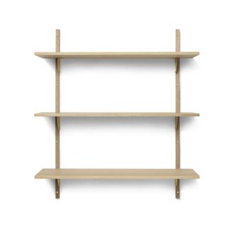 Ferm Living Sector Wandregal triple, 87 cm, Eiche / Messing